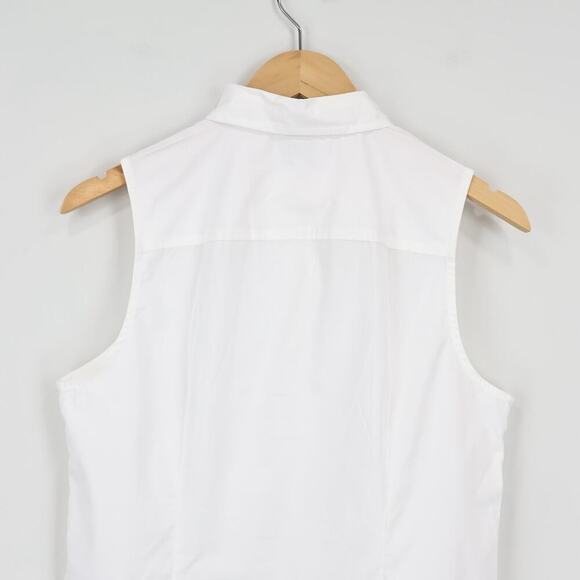 J. Crew Factory Sleeveless Cotton Poplin Shirt Signature Fit White Petite L NWT - Picture 7 of 8